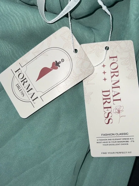 NWT Mint Green Chiffon Hi-Low Dress | Beaded Waist Formal Mother of the Bride - Picture 5 of 11